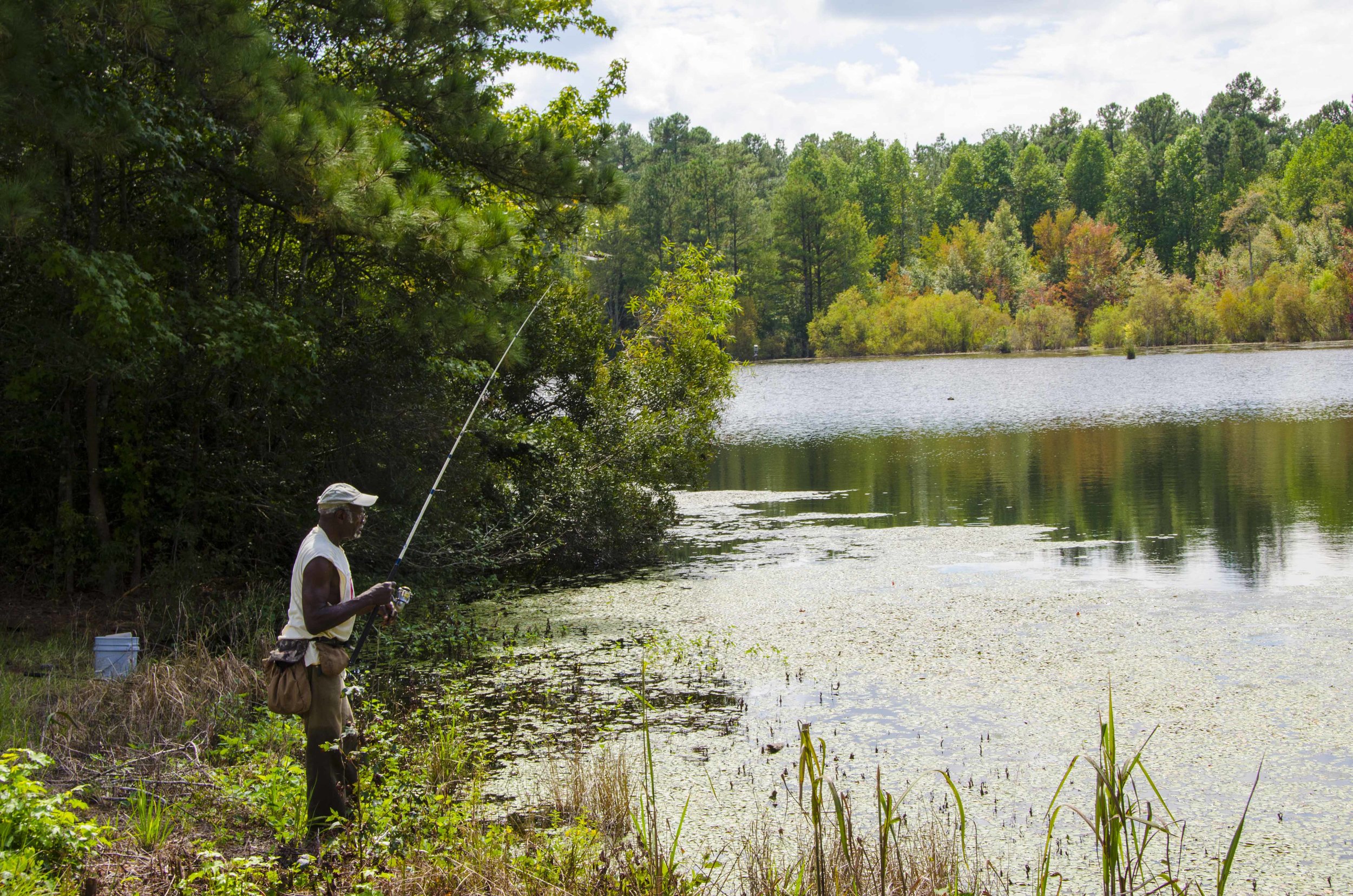 On a recent warm fall day, this man trying his luck at the pond said he'd had at least one bite in the short time that he'd been there.&nbsp;