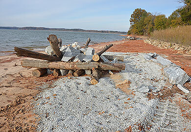 The SCDNR has overeen a $2.8 million dollar investment on shoreline structure and habitat restoration work designed to improve the habitat and the fishing opportunities on Lake Hartwell over the past decade. (SCDNR photo)