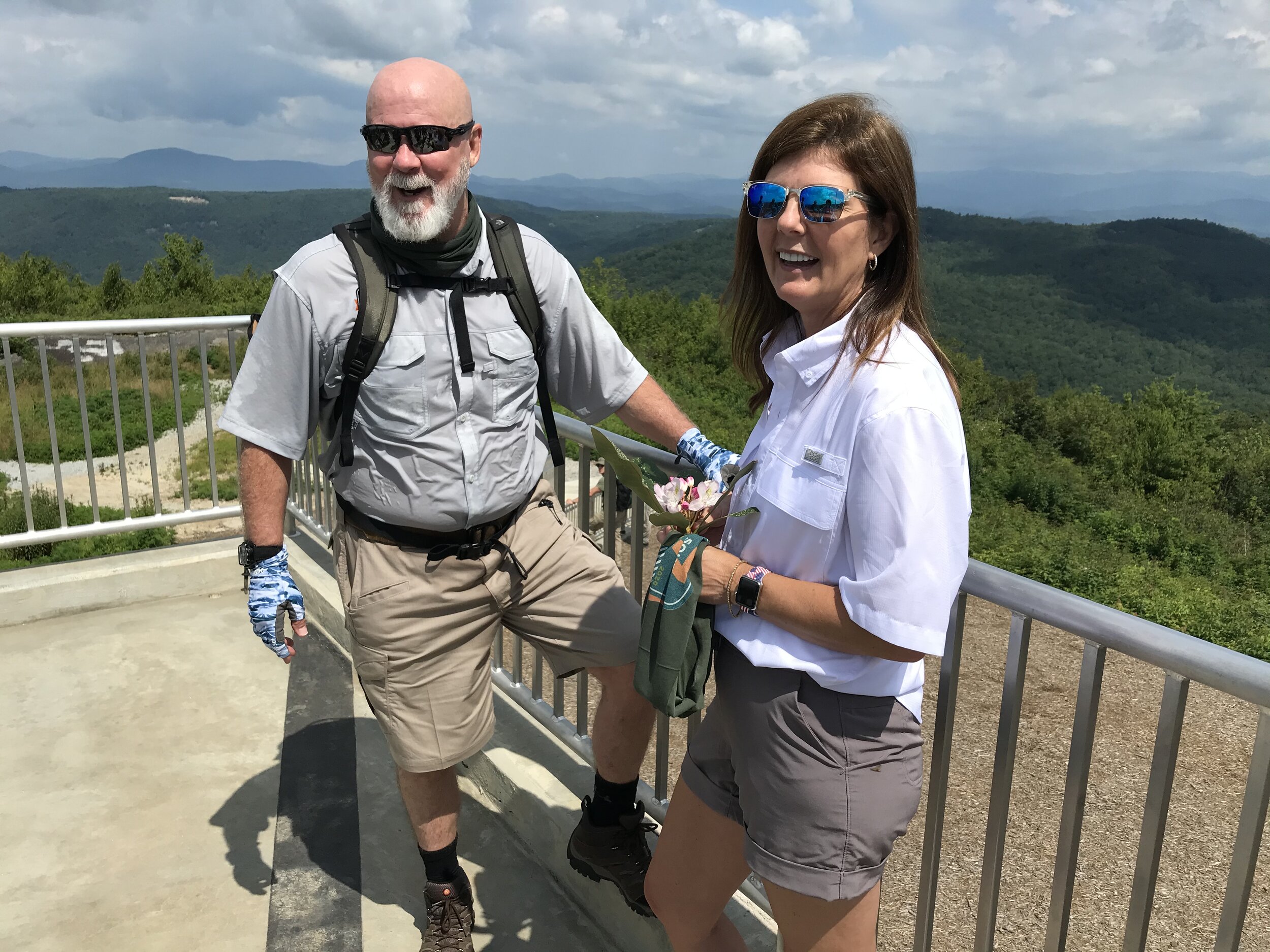 Lt. Governor Pam Evette and Tom Mullikin take in the view from atop Sassafras Mountain Overlook.