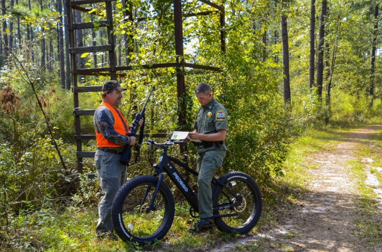 Checking a hunter’s license and tags with the Pedego.