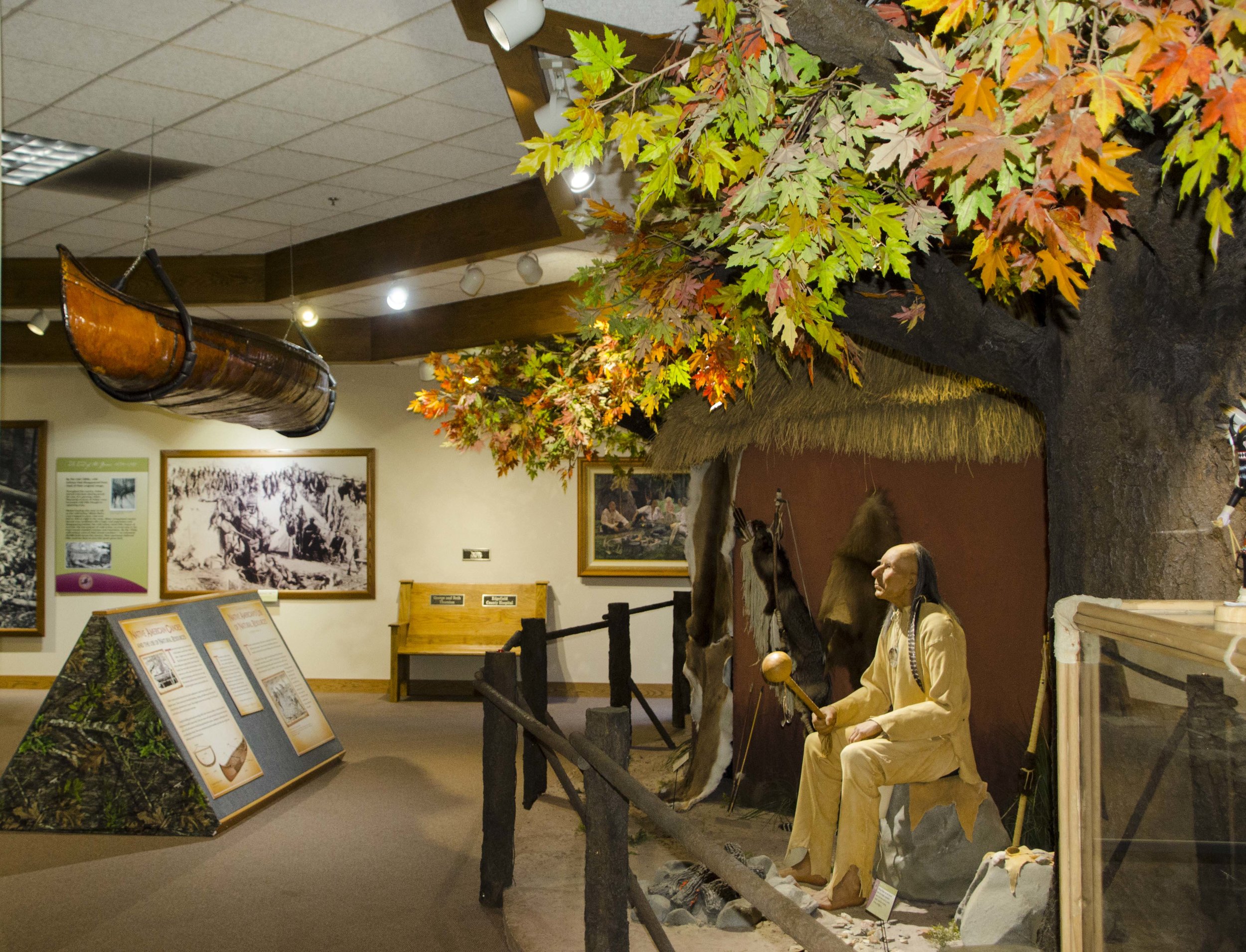  The exhibit is roughly chronological, beginning with the importance of the wild turkey as a game animal to Native Americans prior to European colonization of the New world. 