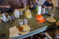 After the hunt, it's time for an amazing full Southern breakfast prepared by the extremely capable Webb Lodge staff.