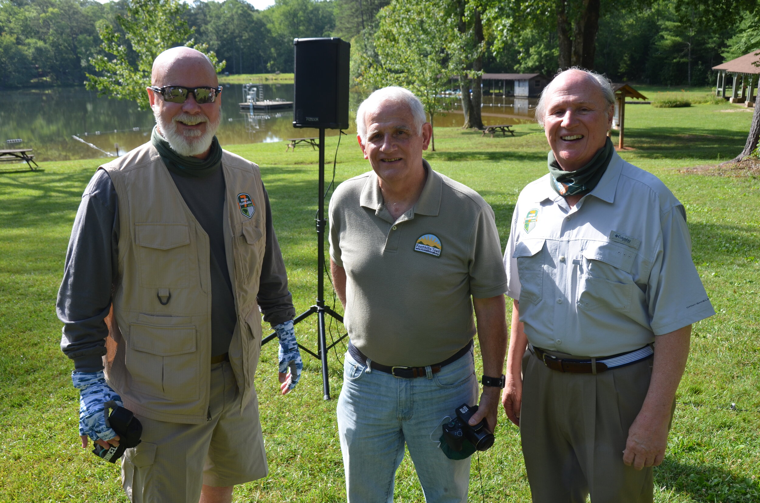 (Left to right) Expedition leader Tom Mullikin, Foothills Trail Conservancy Director Heyward Douglass and state Sen. Thomas Alexander.