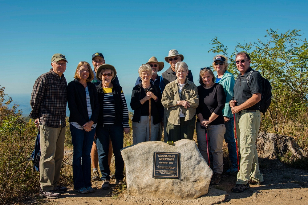 A group with Clemson University's "OLLI" continuing education program recently made the journey to the peak of Sassafras Mountain.&nbsp;(SCDNR photo by Taylor Main)