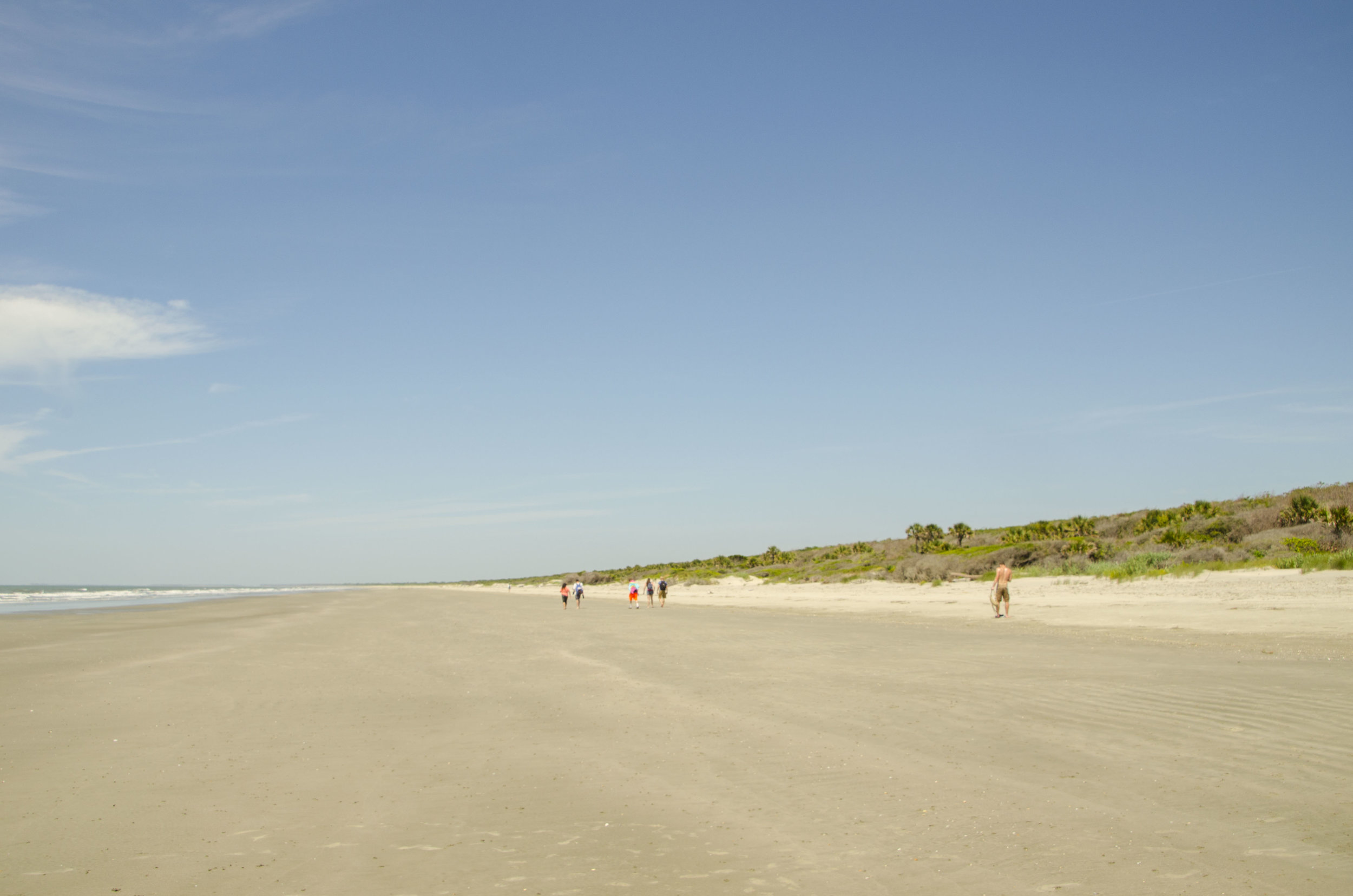  These folks are headed south on the beach, the best area to fund shells. 