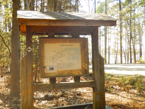 The Little Gap trailhead and parking area is just across the main park road from the location of the new cabins.