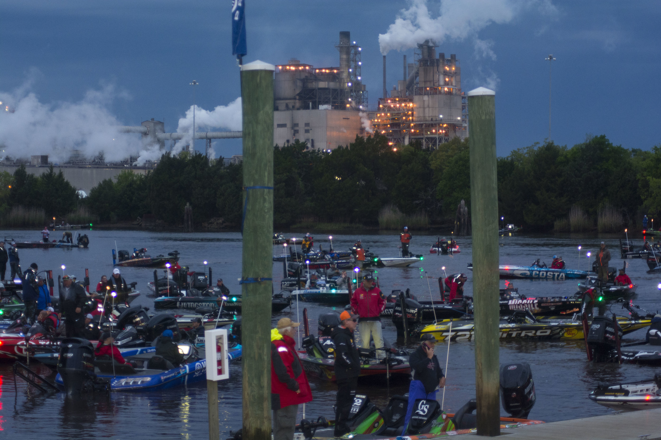 You know you’re fishing Winyah Bay when the lights of International Paper’s Georgetown Mill cast a glow over the water at the pre-dawn takeoff .