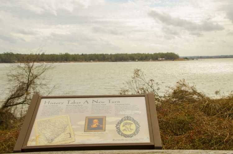 Signage at the observation deck on top of the mound does a good job of explaining its signifcance in pre-Colonial America and the key role that it played in a Revolutionary War battle fought here.