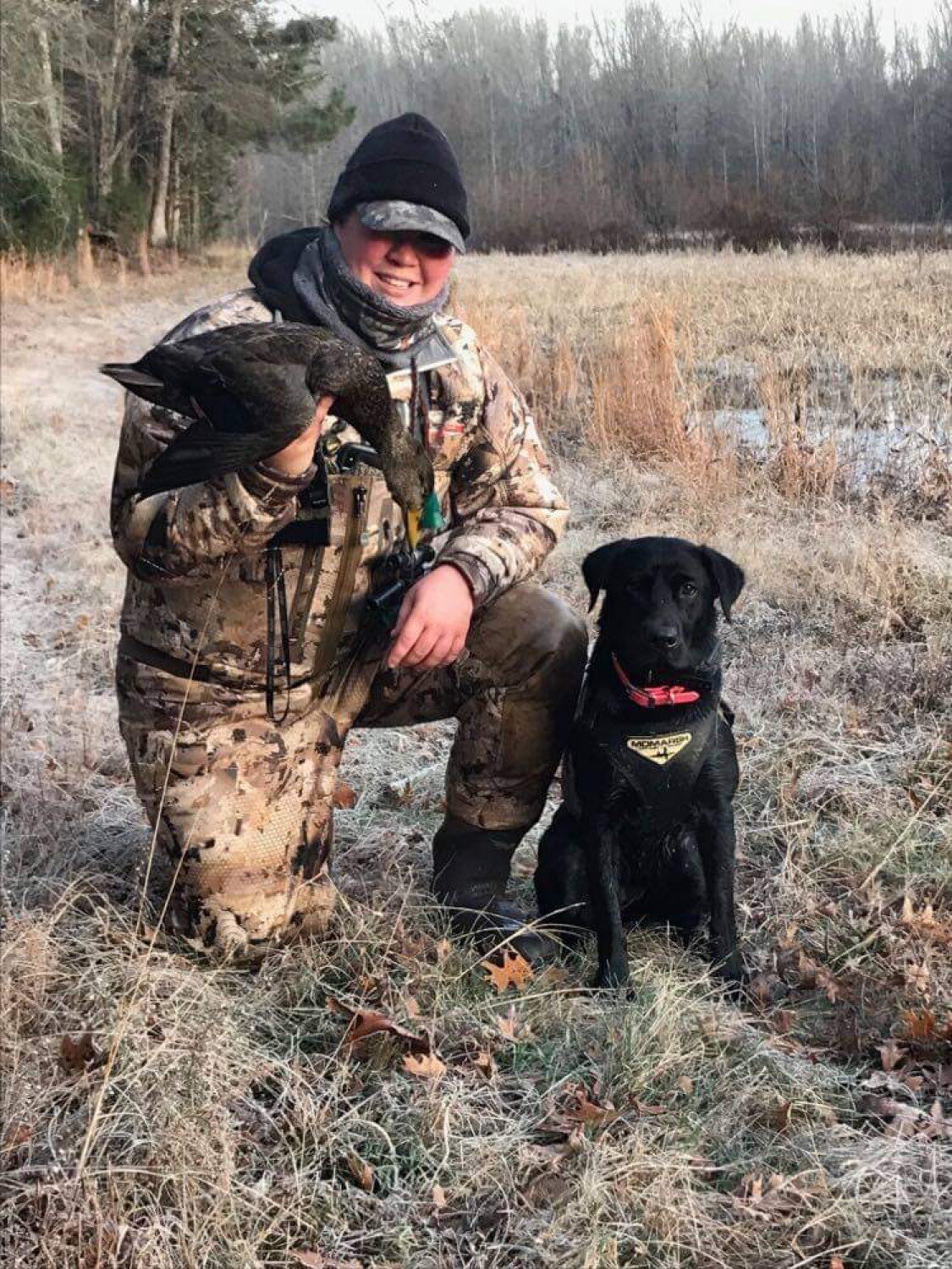 Molly and Kate with Kate’s first American black duck. [photo courtesy Molly Kneece]