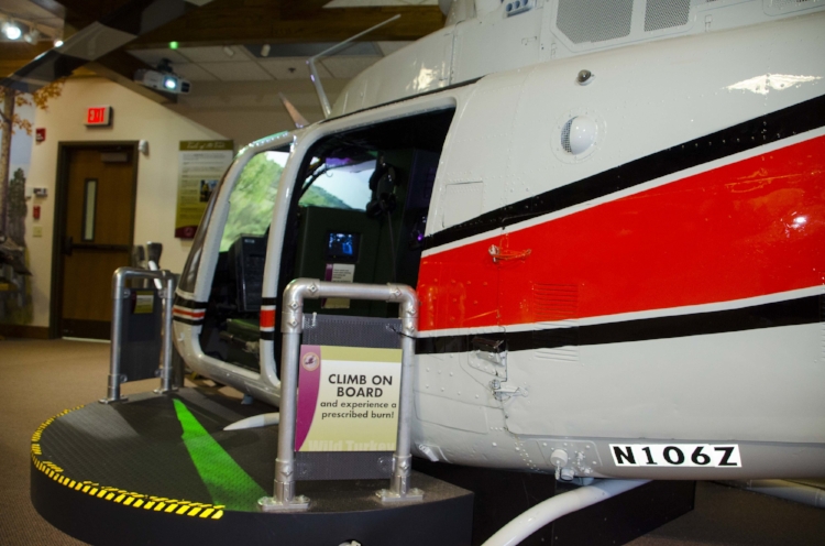 This helicopter simulator is a big hit with kids of all ages.&nbsp;(SCDNR photo by D. Lucas)