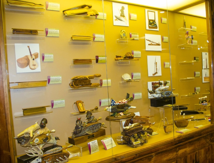 Just a part of the amazing display of hand-crafted turkey call at the Winchester Museum.&nbsp;(SCDNR photo by D. Lucas)