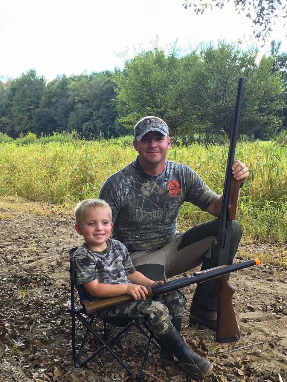 Father and son on Worthy Bottoms dove field.