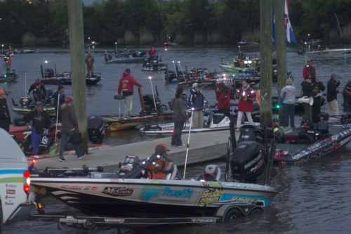 It's controlled chaos at the Georgetown tournament dock with a legion of professional anglers lining up for an early morning takeoff. Georgetown has been very successful at reeling in big-time tournaments to help boost its tourism bottom line.