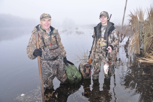 Veteran SCDNR biologist Dean Harrigal (shown here with his son on a youth hunt) knows ducks. And if you listen to him on the upcoming SCDNR Podcast, you will too.&nbsp;(photo: SCDNR photo by Stewart Grinton)