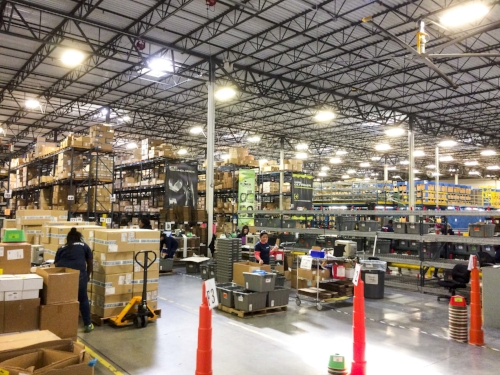 (Top) Visitors to Shimano's new corporate headquarters in Ladson,&nbsp;S.C., check out the company's latest and greatest rods and reels. (Above) The company's massive warehouse and distribution center will ensure prompt service for Shimano dealers a…